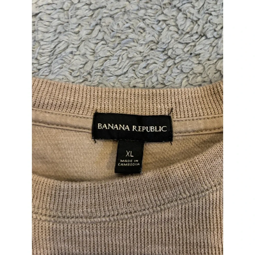 Banana Republic Mens XL Brown Crewneck Thermal Waffle Knit Sweater Pullover